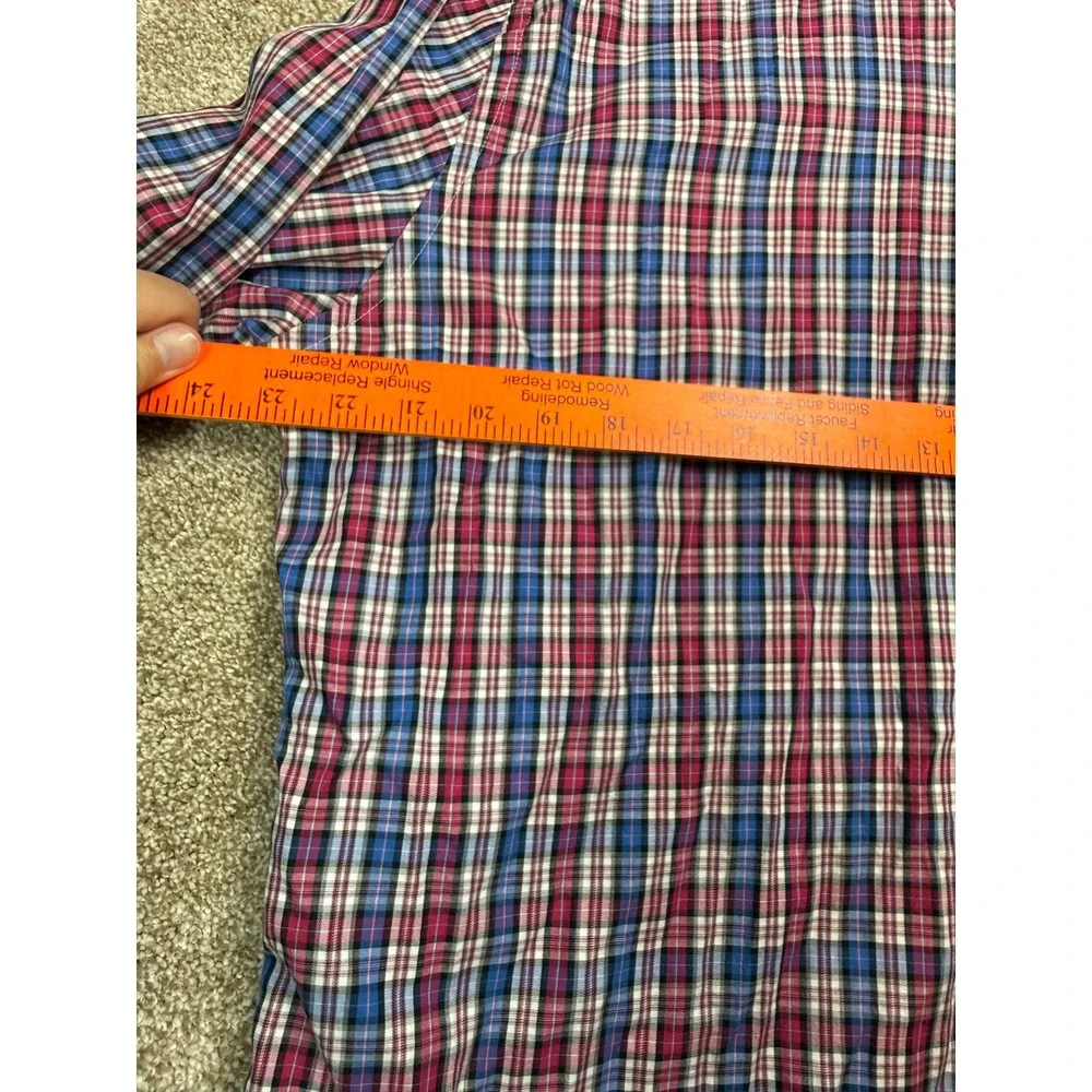 Peter Millar Crown Mens Large Plaid Button‎ Down Shirt Blue Pink Long Sleeve